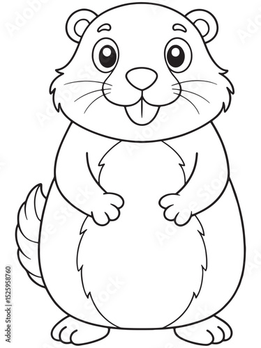 a cute cartoon groundhog standing on hind legs
