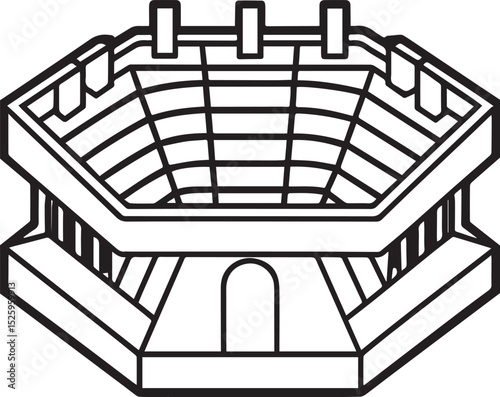 Football stadium outline vector illustration, line art