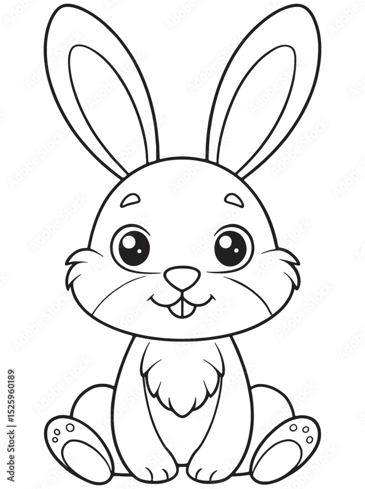Fototapeta premium a cute cartoon bunny rabbit sitting upright with big eyes and long ears