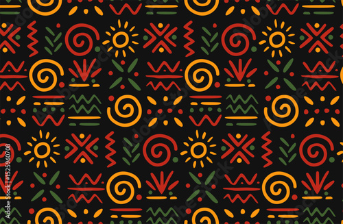 Afro Retro African Ethnic pattern background vector for Juneteenth and Black History Month banner or wallpaper