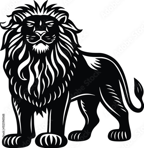 Roaring wild animal lion head tattoo illustration