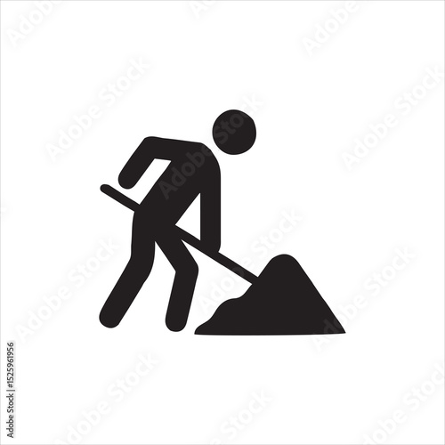 Warning triangle road sign illustrating a person walking, symbolizing caution for pedestrians under construction