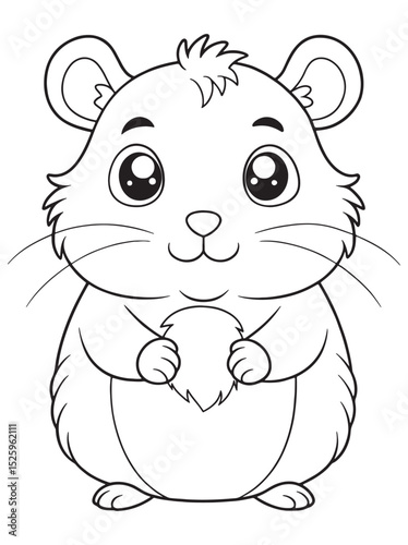 a cute cartoon hamster with big eyes and fluffy fur standing on its hind legs