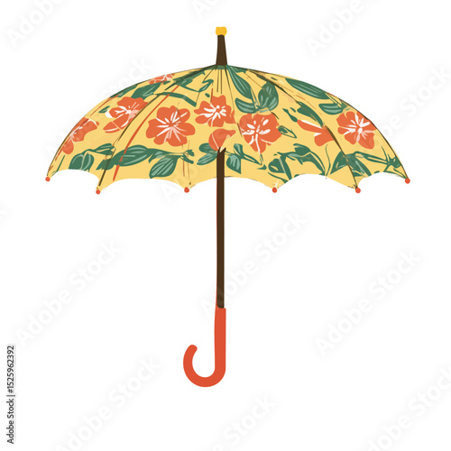 Sun Umbrella vector 2D flat illustration, isolated on a white background.
