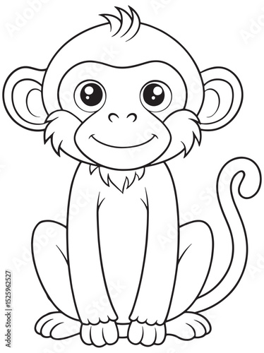 Macaque Cartoon Coloring Page Printable Cute Animal Drawing For Kids