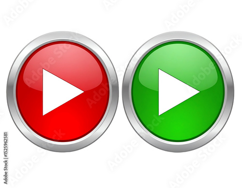 Play and pause buttons in vibrant colors.