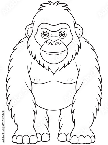Mountain Gorilla Coloring Page Printable Cartoon Animal Illustration