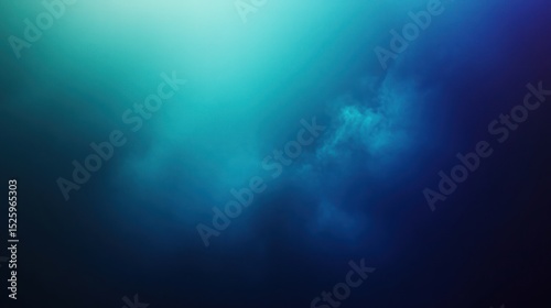 Abstract underwater scene with gradients of deep blue and turquoise light blending into dark shadows evoking calm and mystery