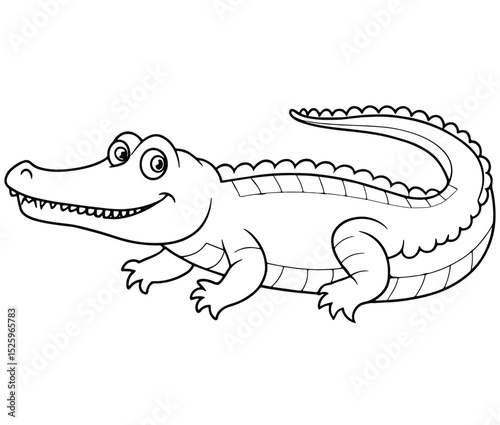 Happy Alligator Coloring Page Cartoon Animal Drawing For Children