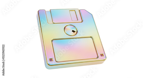 Iridescent floppy disk icon