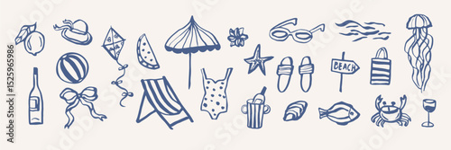 Hand drawn doodle summer vacation collection