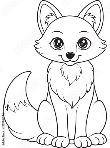 Arctic Fox Coloring Page Cute Northern Wildlife For Children
