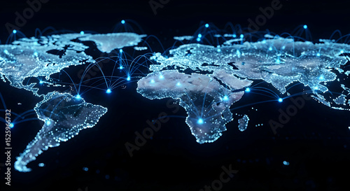 Global Digital Network and Connectivity Map with Modern Communication Technology