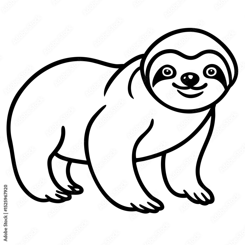 Fototapeta premium Hand drawn sloth outline in vector line art format over transparent background for creative design projects