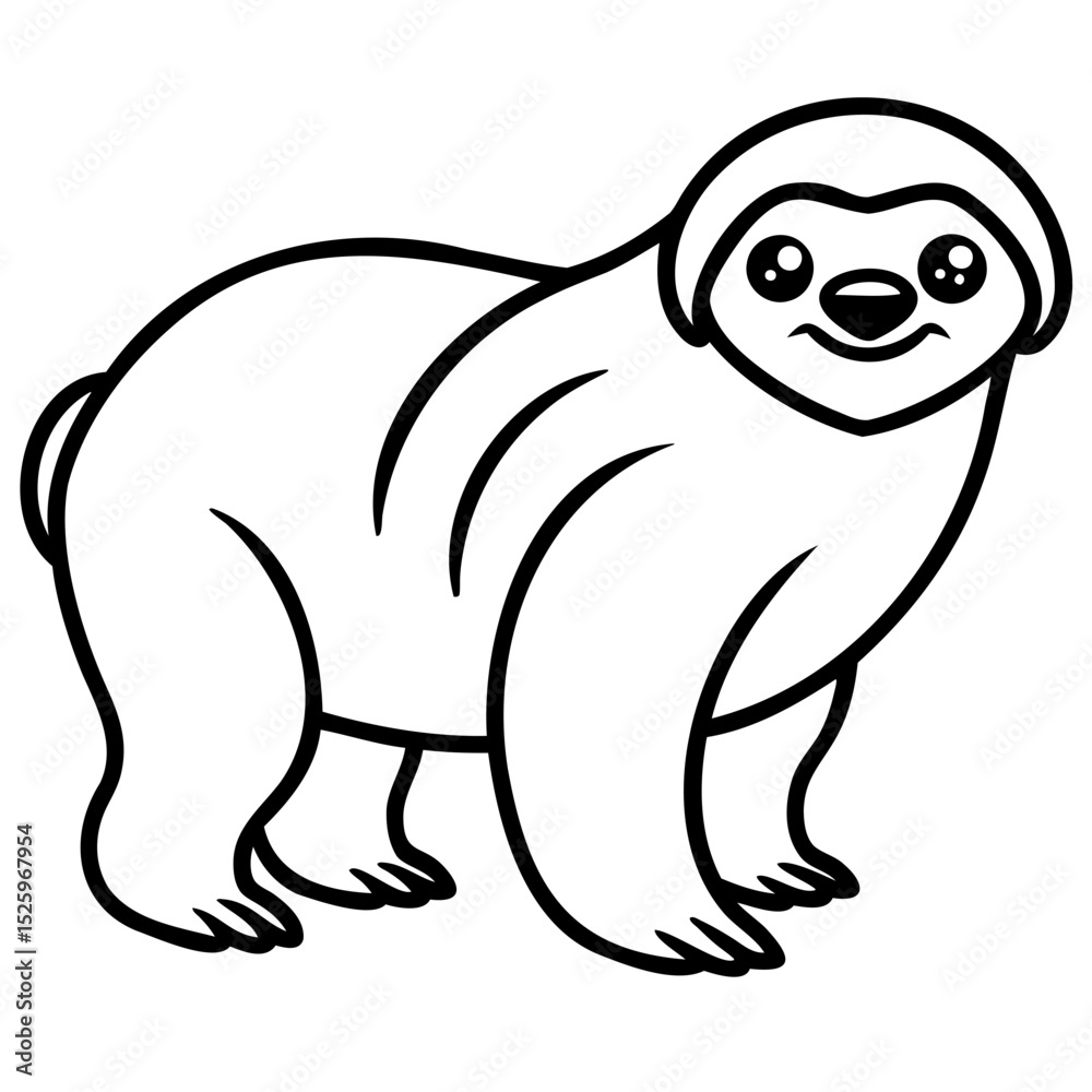 Simple sloth line art black and white vector illustration with clear transparent background for creative use Simple sloth line art black and white vector illustration with clear transparent background for creative use