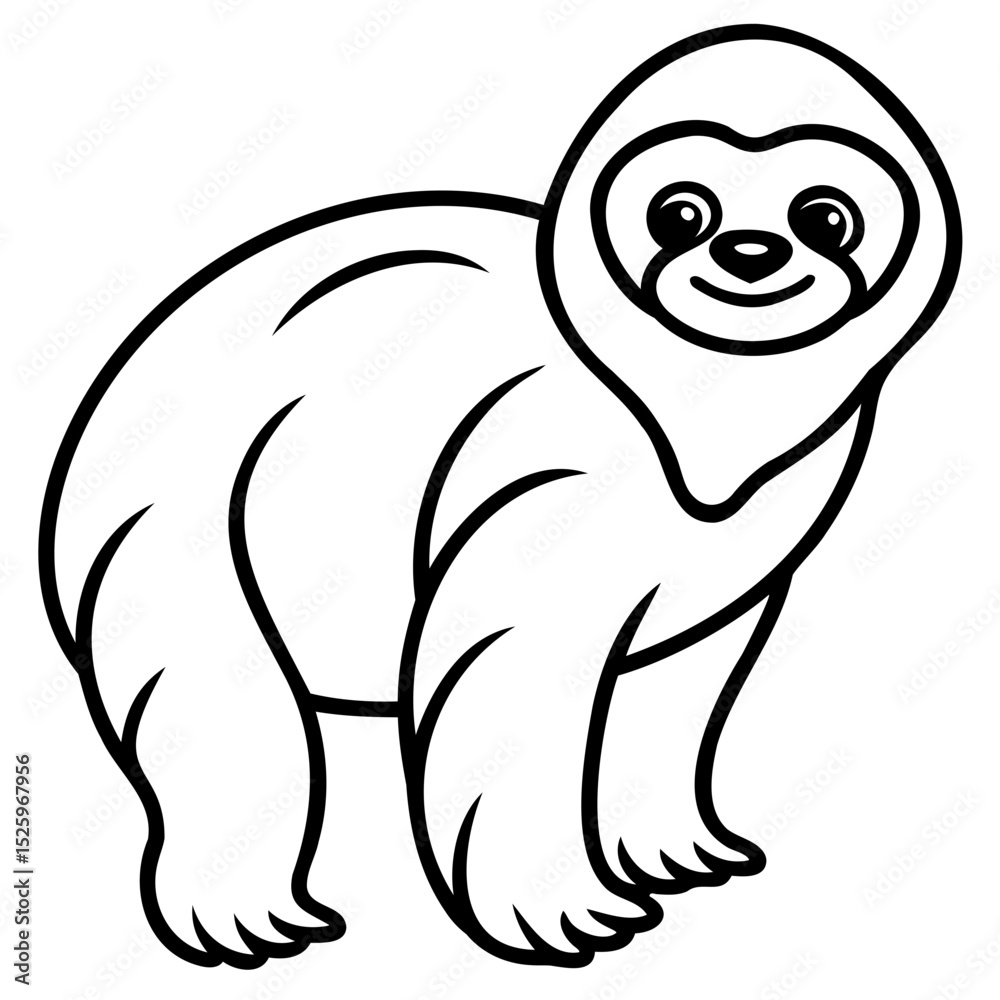 Obraz premium Minimal sloth outline drawing in vector format on transparent background perfect for logos and web graphics