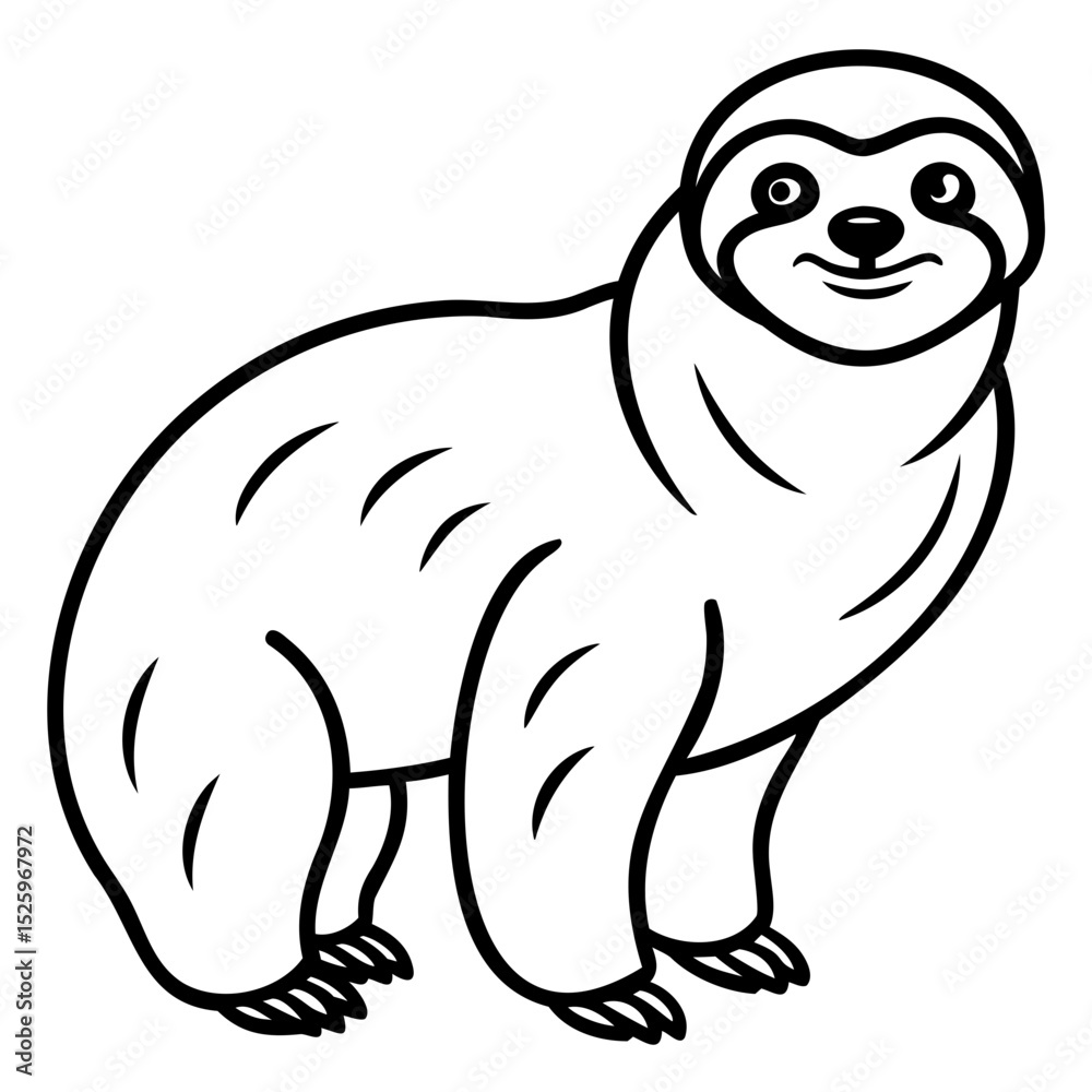 Fototapeta premium Sloth line art vector illustration isolated on transparent background for digital design and graphic projects