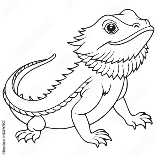 Bearded Dragon Coloring Page Line Art Reptile Drawing For Kids