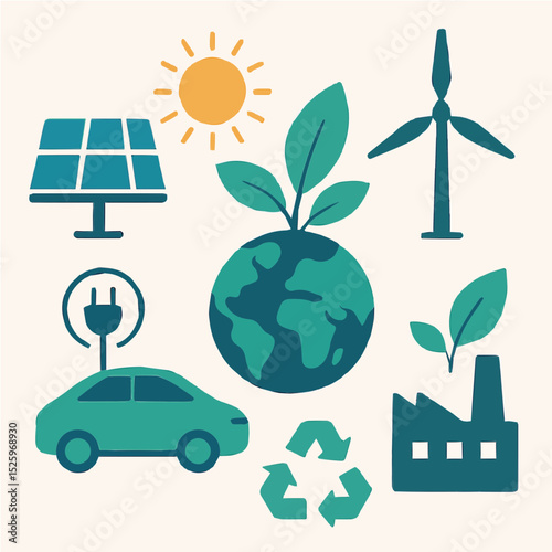 ecology icons set
