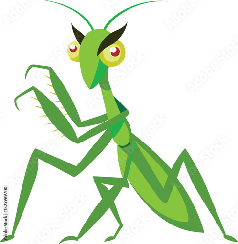 Close-Up Of Praying Mantis Ready To Attack.
