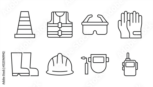 Safety Equipment Icon. Work Safety Industrial and Construction Workplaces