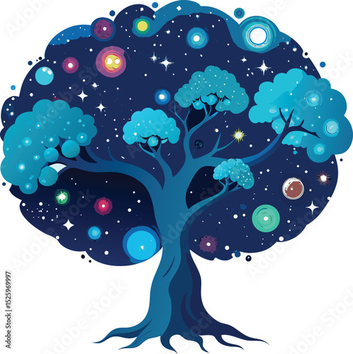 Cosmic Tree with Galactic Branches.