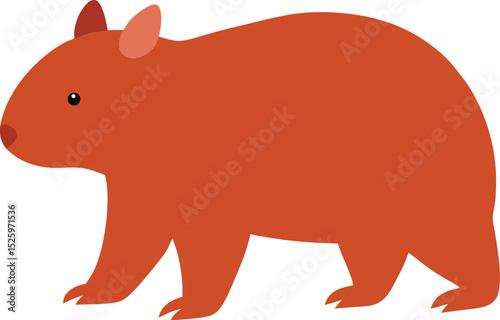 Cute Wombat Walking Vector Illustration.