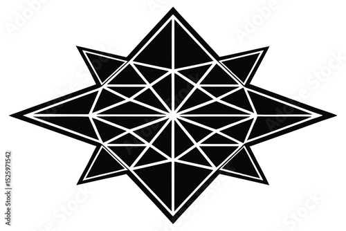 Sacred Geometry Eight-Pointed Star Mandala -  Intricate Design, Spiritual Symbol
