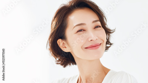 明るく元気な大人の女性のナチュラルな笑顔