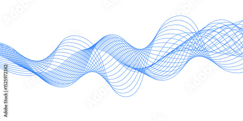 Abstract blue background with a glowing abstract waves. Abstract wave element for design. Digital frequency track equalizer, Futuristic background design. Long exposure, Light painting photography.