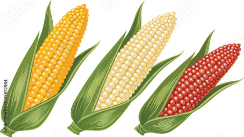 Corn kernels in white background vector design, Corn vector design, Corn cob vector design