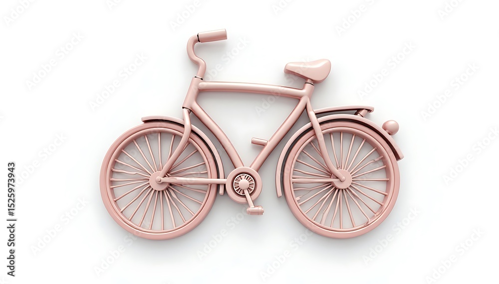 Fototapeta premium Classic Pink Bicycle Against White Background