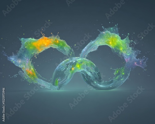 Abstract infinity symbol with vibrant splashes