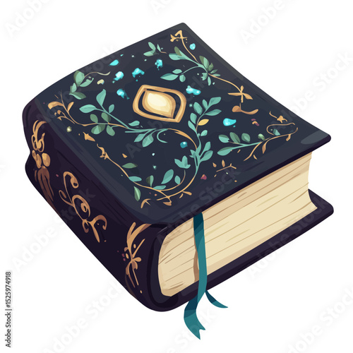 2D flat vector illustration of Spellbook, isolated on a white background.