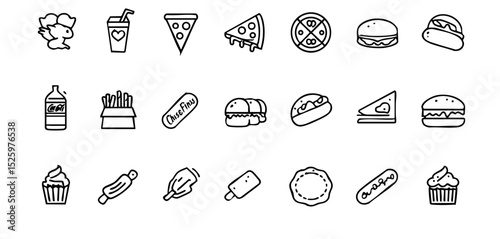 Modern Restaurant Menu Icons - Clean Stroke Illustration Pack