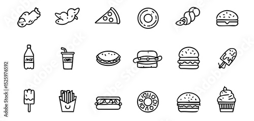 Modern Restaurant Menu Icons - Clean Stroke Illustration Pack