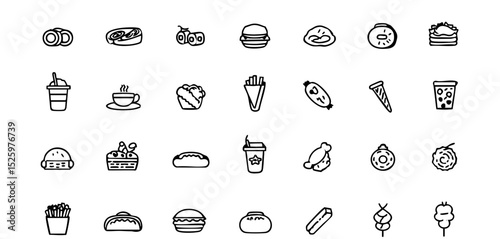 Modern Restaurant Menu Icons - Clean Stroke Illustration Pack