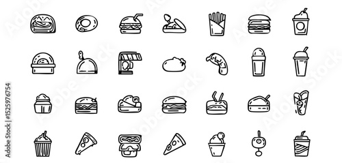 Modern Restaurant Menu Icons - Clean Stroke Illustration Pack