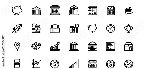 Modern Money Icon Collection - Piggy Bank, Vault & Arrow Vector Pack