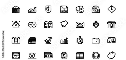 Modern Money Icon Collection - Piggy Bank, Vault & Arrow Vector Pack