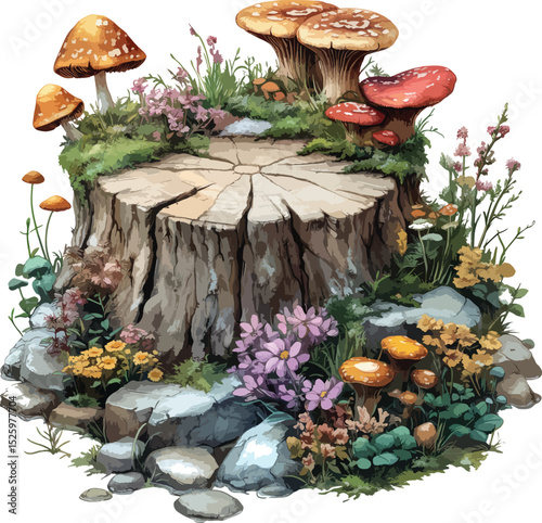 Magical Tree Stumps and Toadstools in Snow