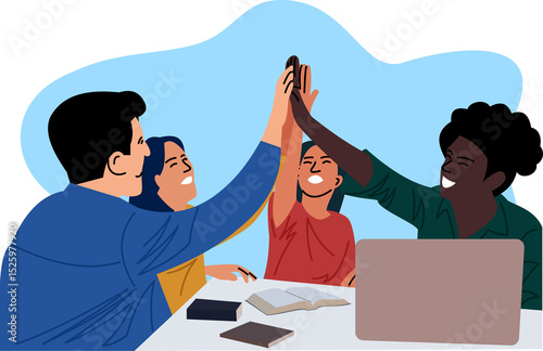 Successful business team rejoicing at completion of project. diverse hands reaching for unity. teamwork. teamwork. meeting