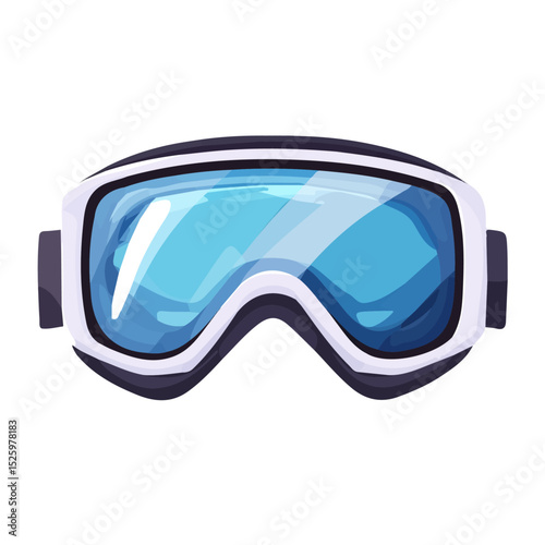 2D flat vector illustration of Ski Goggles, isolated on a white background.