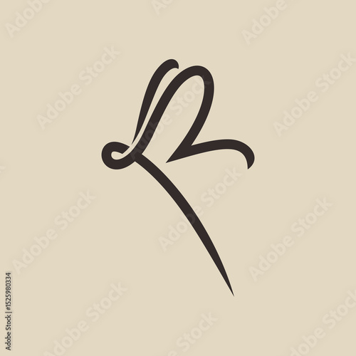 Minimalist Elegant Line Art Letter R Logo Initial Design