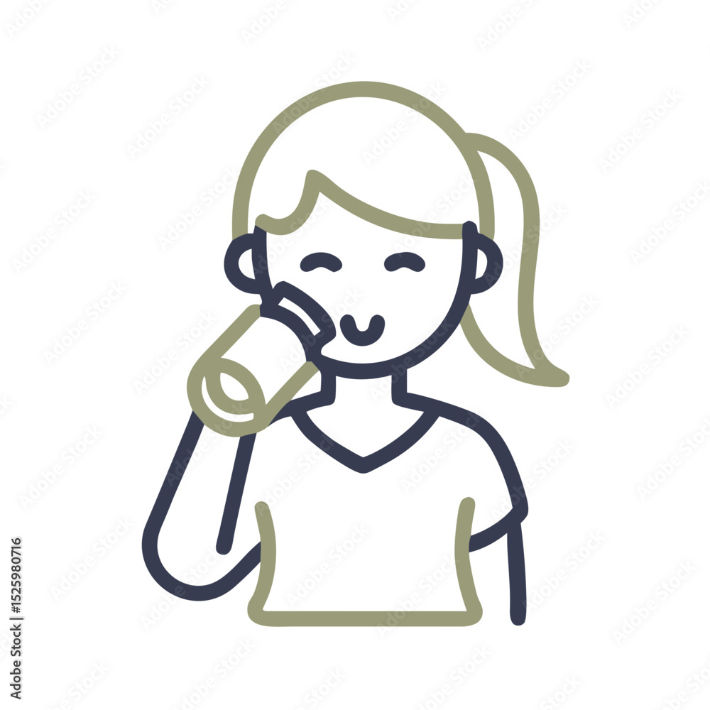 Woman Drinking Water Illustration for Hydration Guides, Wellness Blogs and Health Education Materials - Simple Line Drawing for Fitness and Nutrition Content Woman Drinking Water Illustration for Hydration Guides, Wellness Blogs and Health Education Materials - Simple Line Drawing for Fitness and Nutrition Content