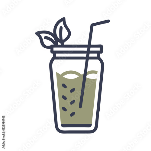 Green Detox Juice Illustration for Wellness Blogs, Nutrition Websites and Healthy Recipe Guides - Simple Line Drawing for Smoothie and Cleanse Program Content