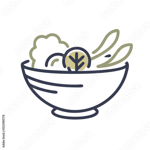 Healthy Food Bowl Illustration for Recipe Websites, Nutrition Blogs and Meal Prep Guides - Simple Line Drawing for Balanced Diet and Wellness Content