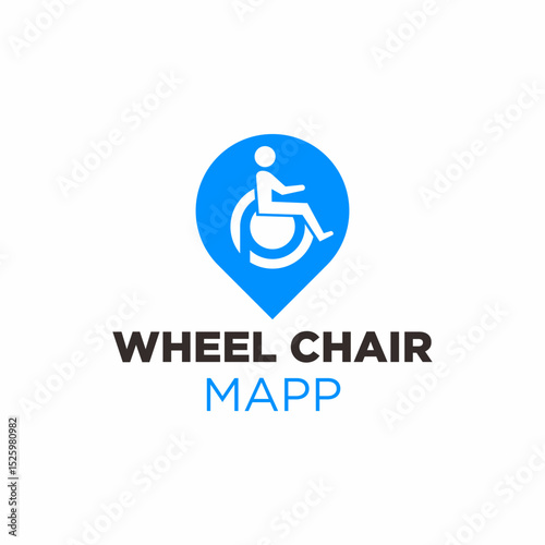 Modern Minimalist Wheelchair Location Pointer Sign Symbol Icon Design