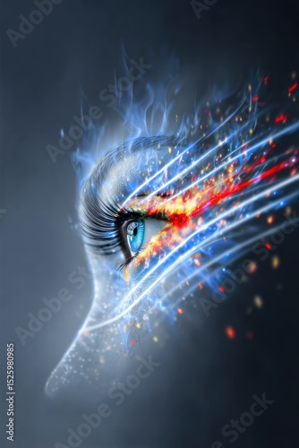 Abstract eye, vibrant energy