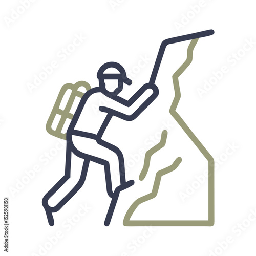 Man climbing mountain illustration for motivation blogs, adventure travel, presentations, goal setting, awareness
